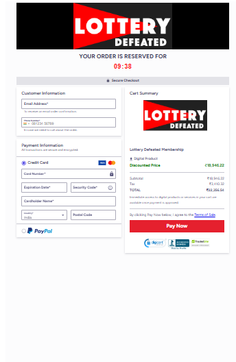 Lottery Defeated order page